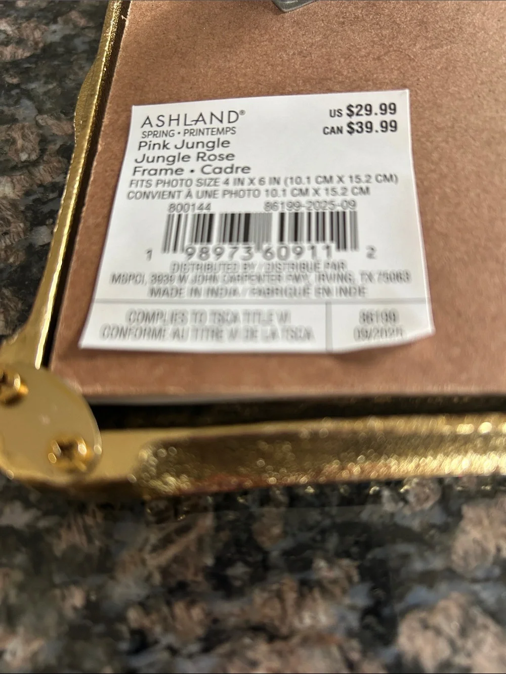 ASHLAND 4x6 GOLD SNAKE FRAME NWT